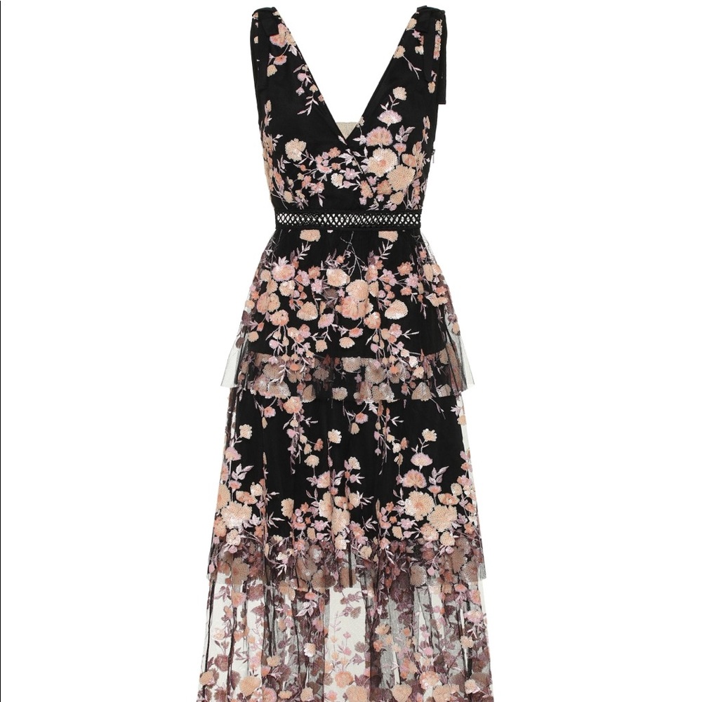 Self portrait patterned dress with sequins